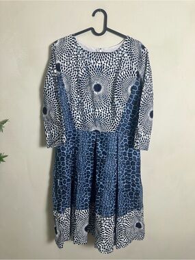 Kaela Kay Blue & White Patterned Mini Dress Cotton NWT Size 10